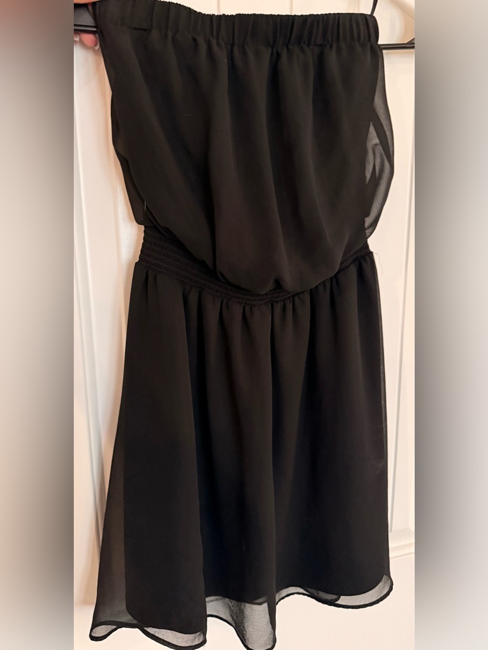 Express Strapless Smocked Waist Black Flowy Mini Dress Size XS
